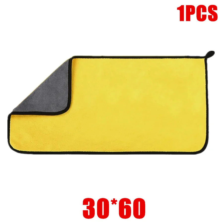 1/2/6pcs Microfiber Cleaning Towel Thicken Soft Drying Cloth Car Body Washing Towels Double Layer Clean Rags Car Accessories - P's One-Stop Shop 