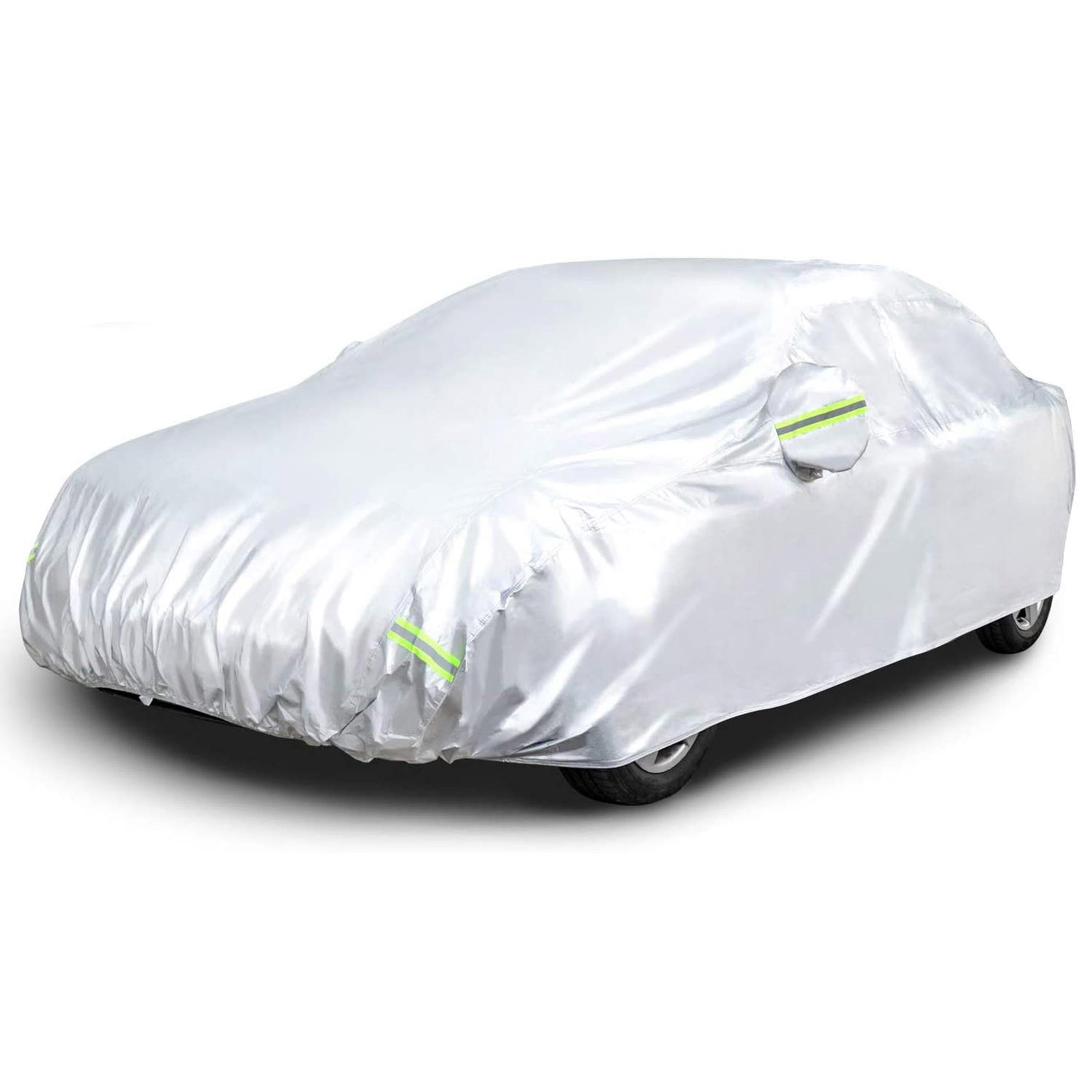 193x71x59in PEVA Full Car Cover Dustproof UV Protection Automotive Cover Outdoor Universal Car Cover Reflective Strips For Sedans Up To 191in - P's One-Stop Shop 