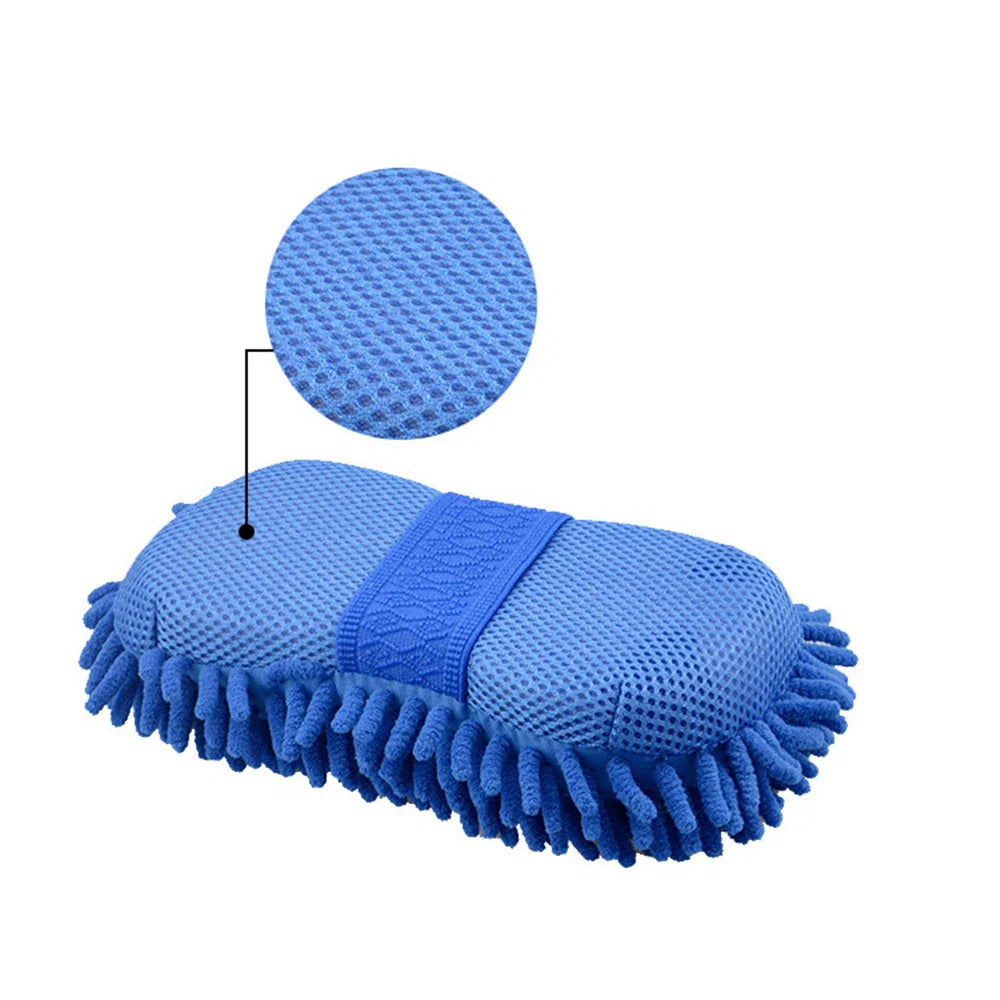 1Pc Blue Microfiber Chenille Car Wash Sponge Care Washing Brush Pad Cleaning Tool Auto Washing Towel Gloves Styling Accessories - P's One-Stop Shop 