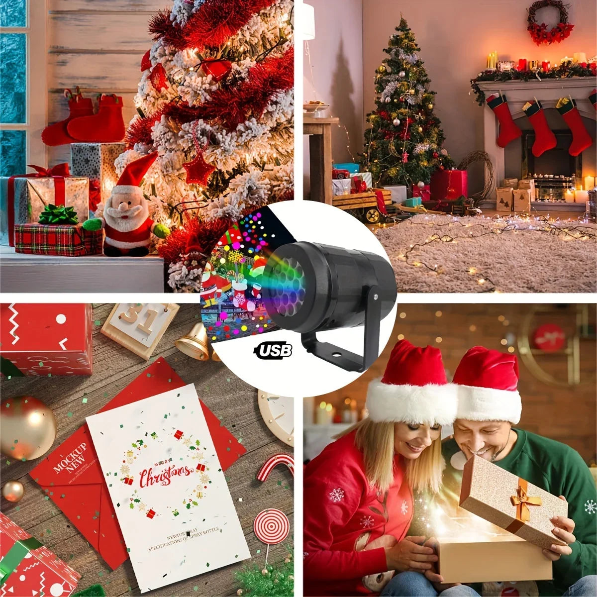 1pc Snowflake Christmas Laser Projector Light,16 patterns Waterproof Rotating Christmas LED Stage Lights Christmas Decoration - P's One-Stop Shop 