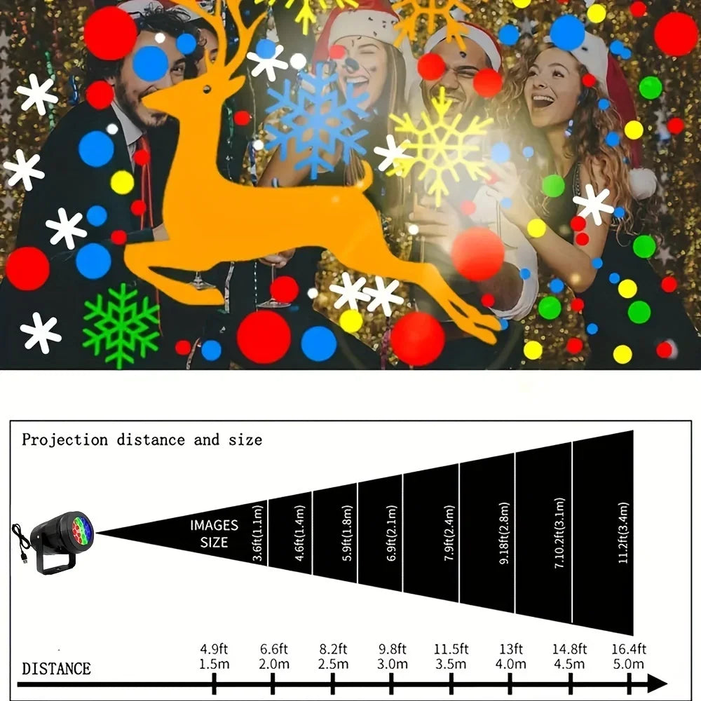 1pc Snowflake Christmas Laser Projector Light,16 patterns Waterproof Rotating Christmas LED Stage Lights Christmas Decoration - P's One-Stop Shop 