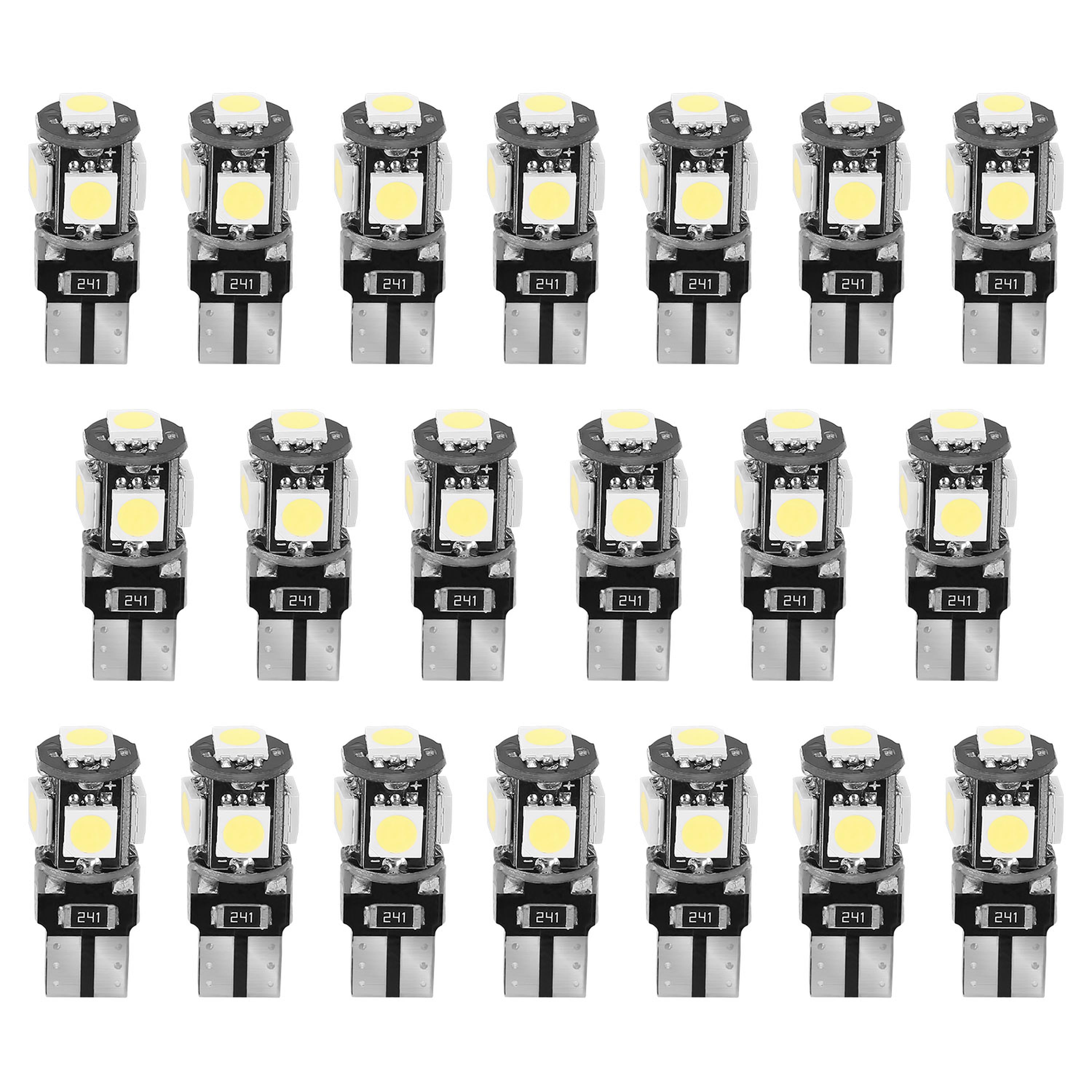 20Pcs T10 SMD5050 LED Light Bulbs 6000K Wedge Light Lamps Dome Map License Plate Car Interior Festoon Lights Kits - P's One-Stop Shop 