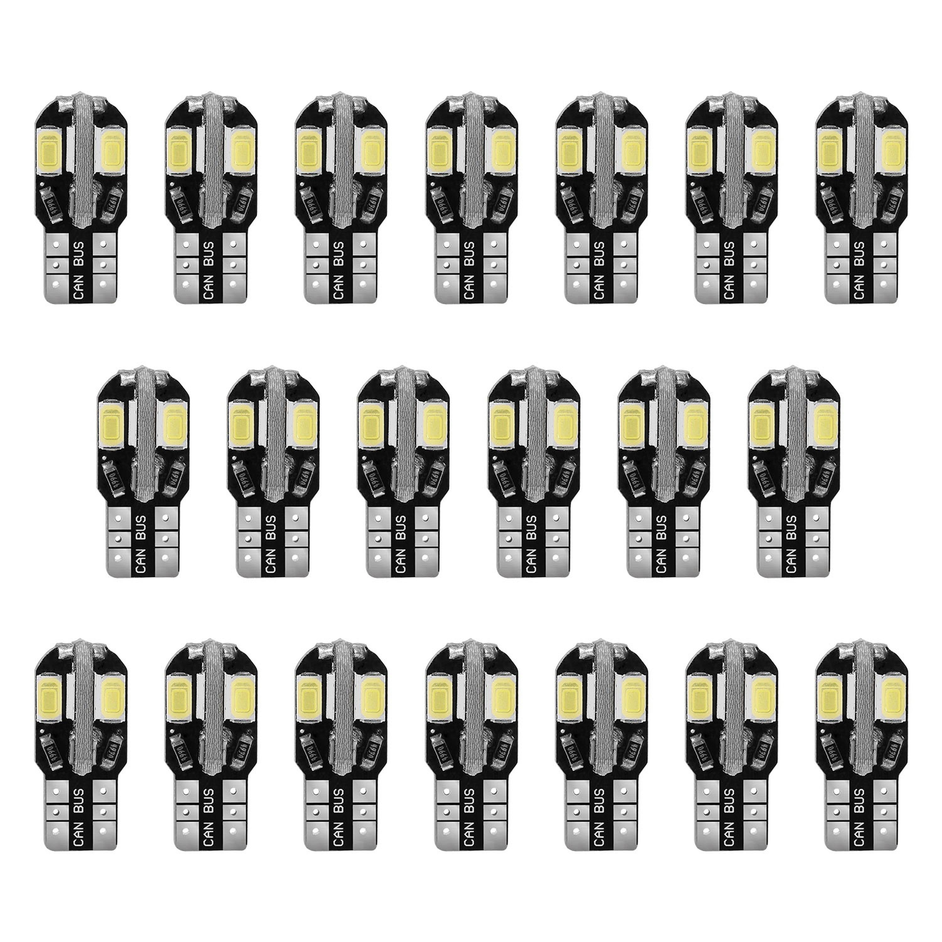 20Pcs T10 SMD5730 LED Light Bulbs 6000K Wedge Light Lamps Dome Map License Plate Car Interior Festoon Lights Kits - P's One-Stop Shop 