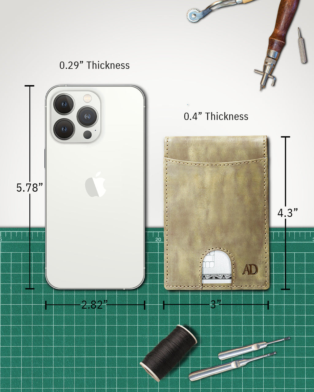 Portafoglio Bifold Sottile con Fermasoldi