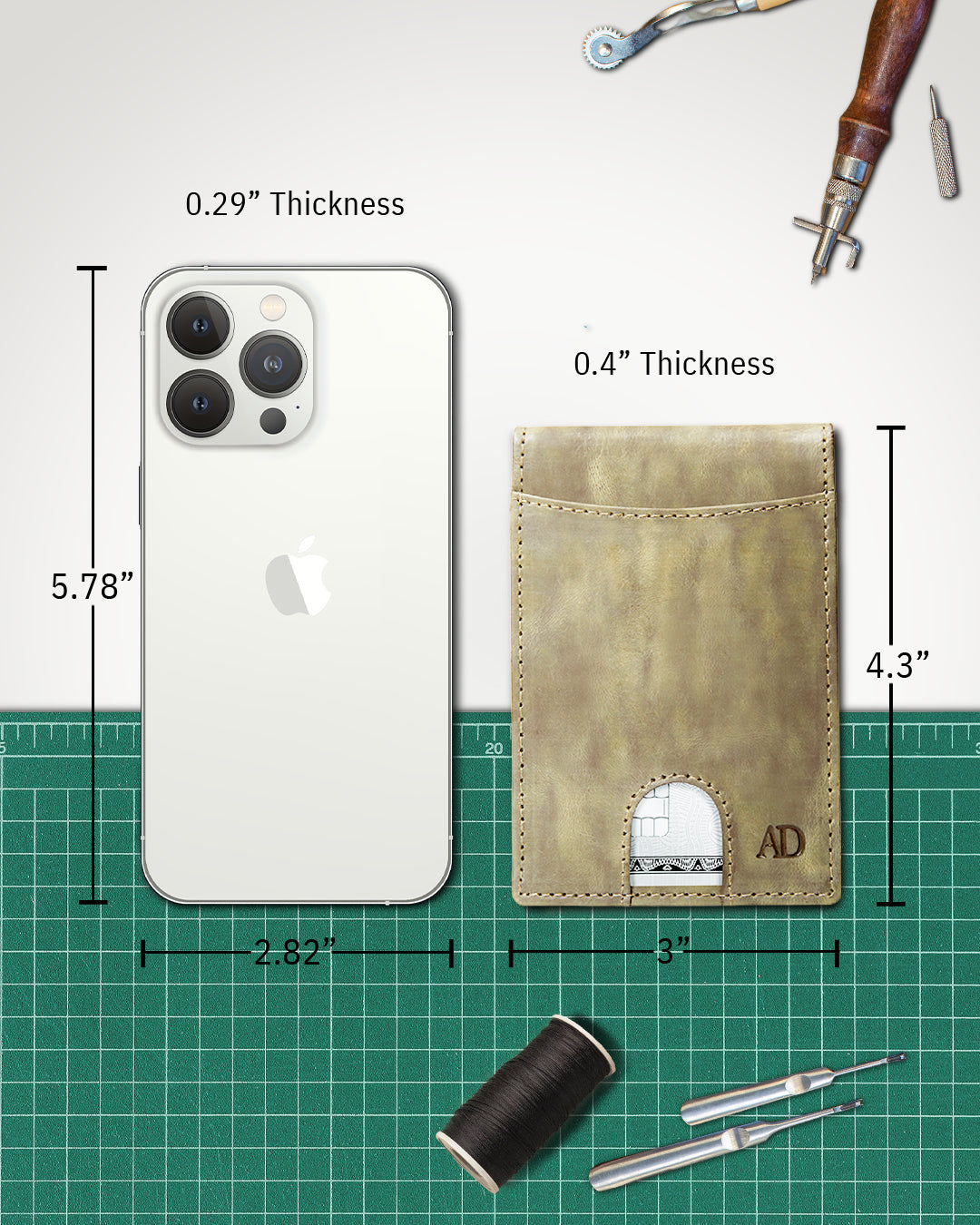 Portafoglio Bifold Sottile con Fermasoldi