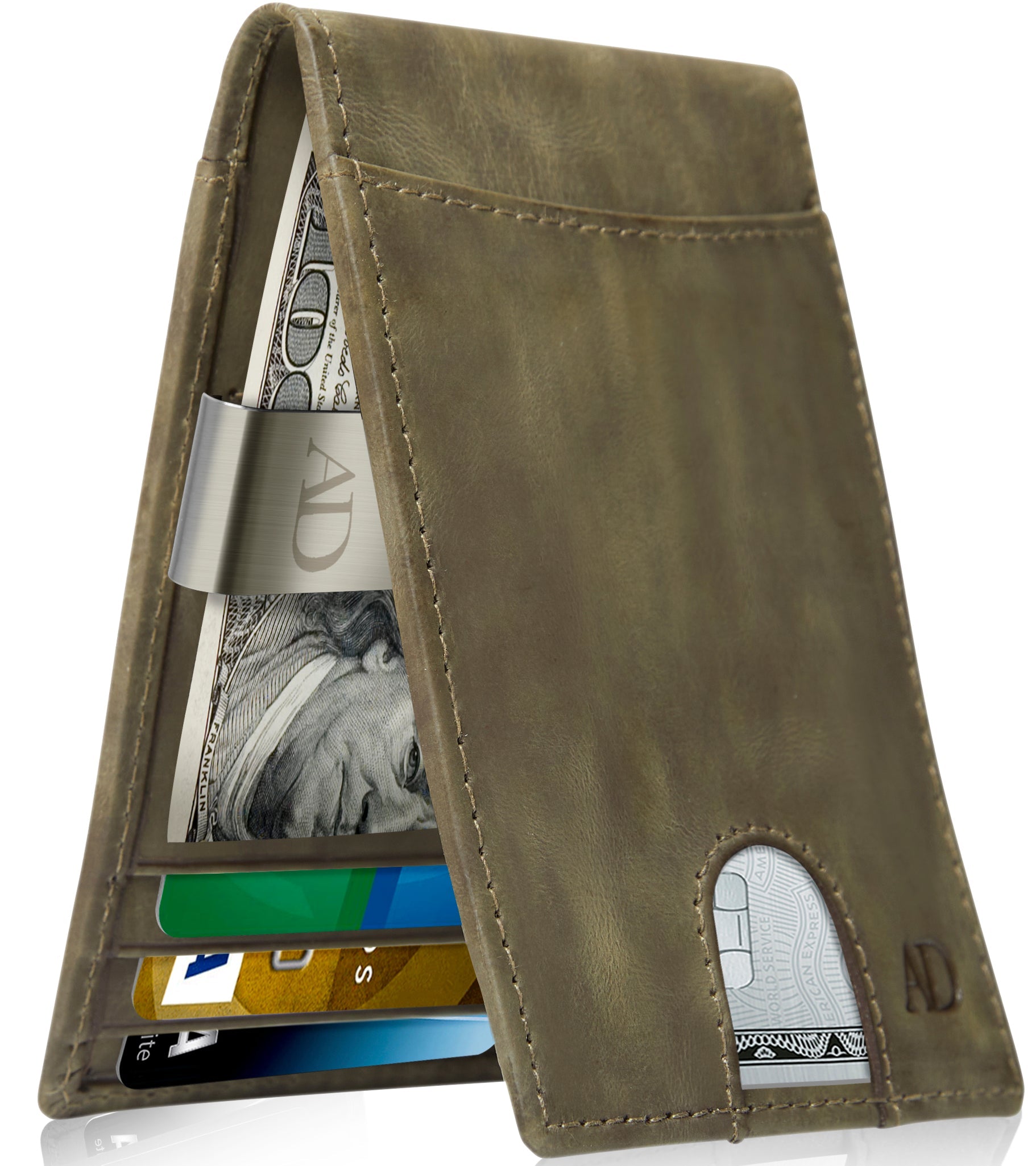 Portafoglio Bifold Sottile con Fermasoldi