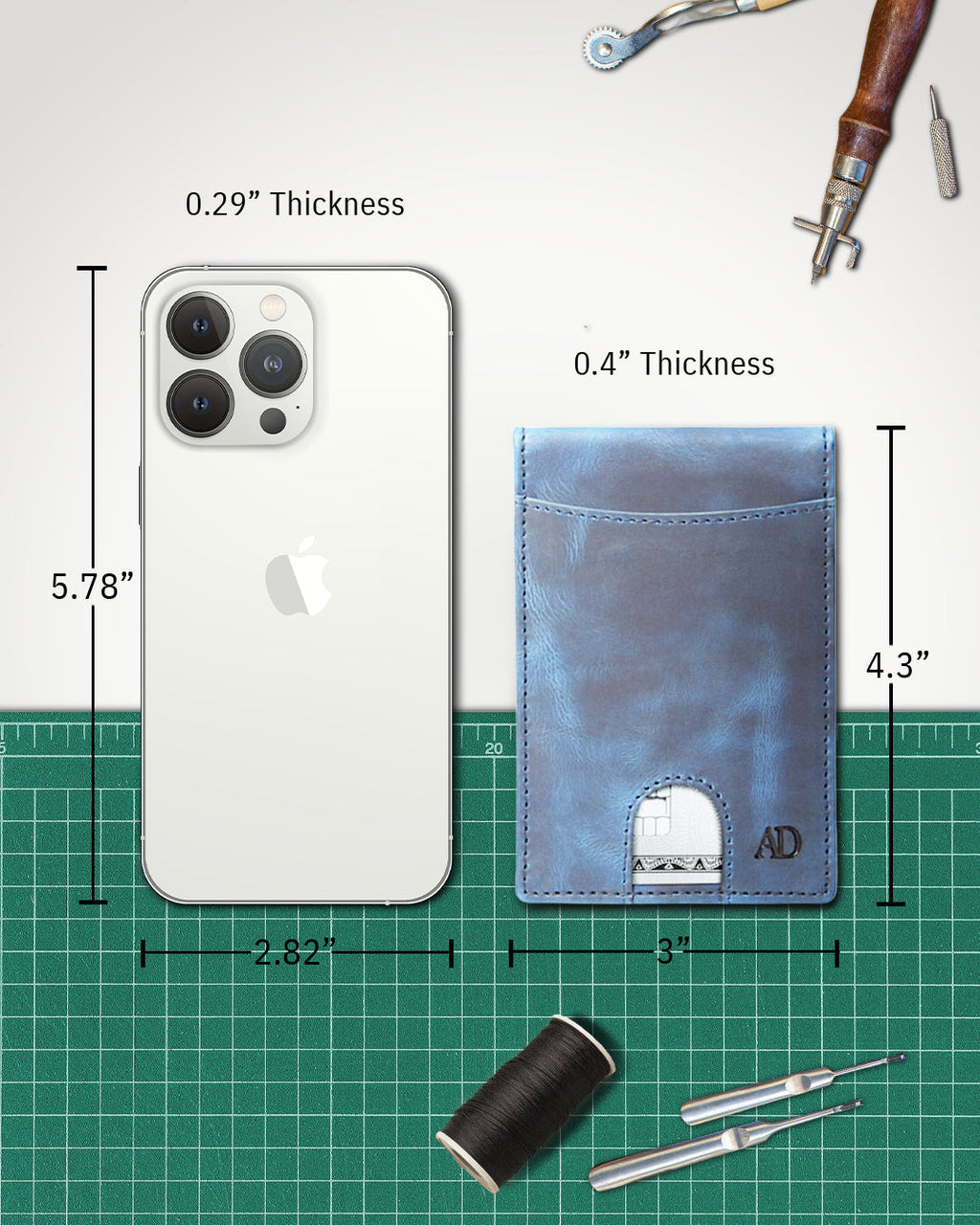 Portafoglio Bifold Sottile con Fermasoldi