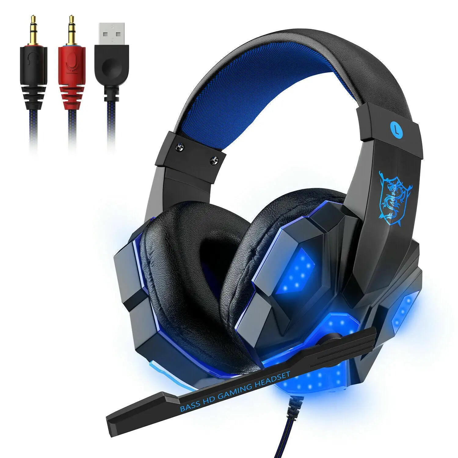 3.5mm Gaming Headset Mic LED Headphones Stereo Bass Surround For PC PS4 Xbox One - P's One-Stop Shop 