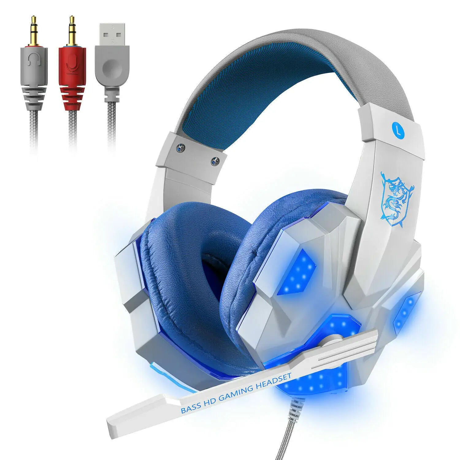 3.5mm Gaming Headset Mic LED Headphones Stereo Bass Surround For PC PS4 Xbox One - P's One-Stop Shop 