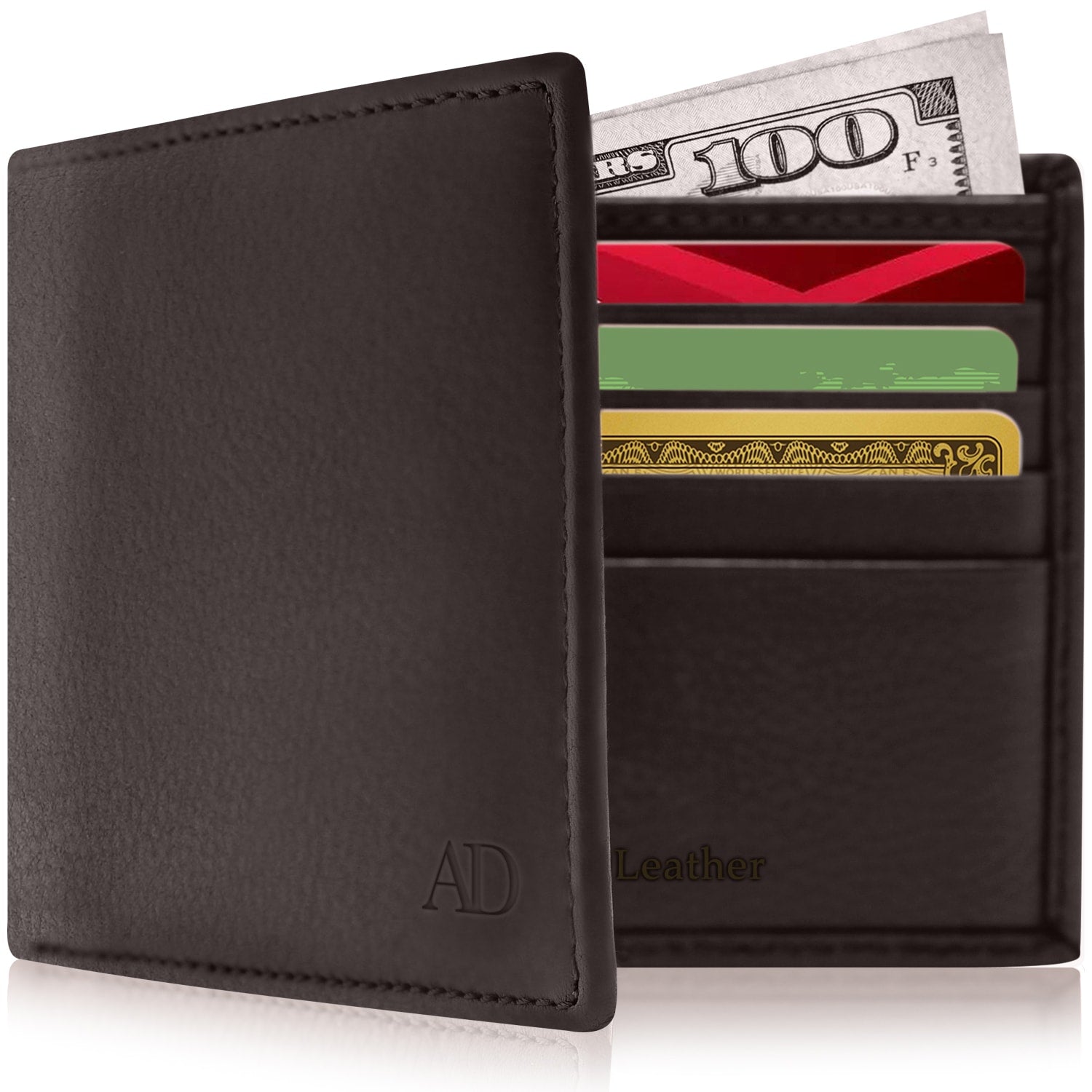 Portafoglio Sottile Bi-fold con Finestra Portadocumenti