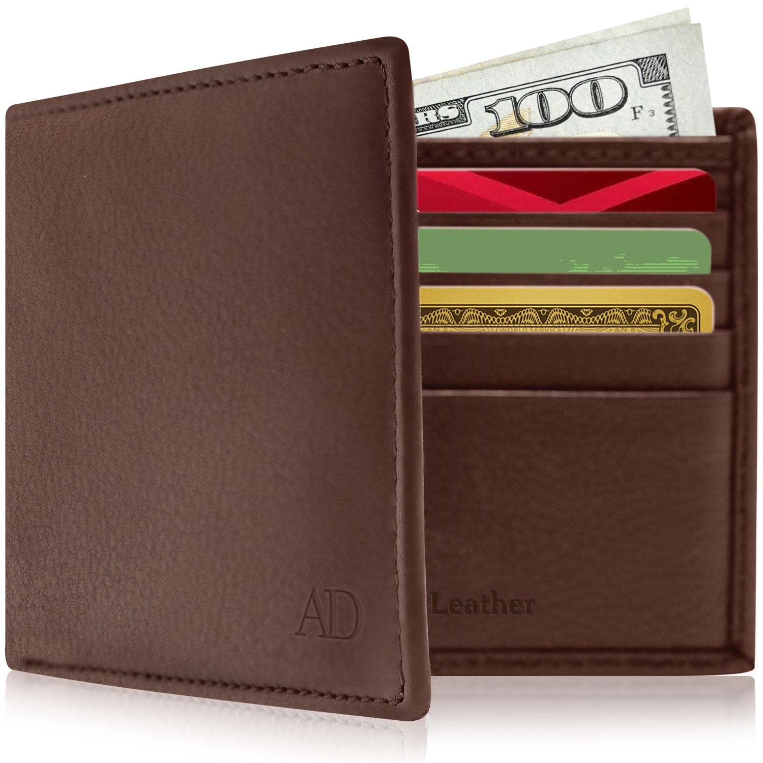 Portafoglio Sottile Bi-fold con Finestra Portadocumenti
