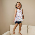 4th of July Flag Print Bamboo Peplum Top & Bike Shorts - P's One-Stop Shop 