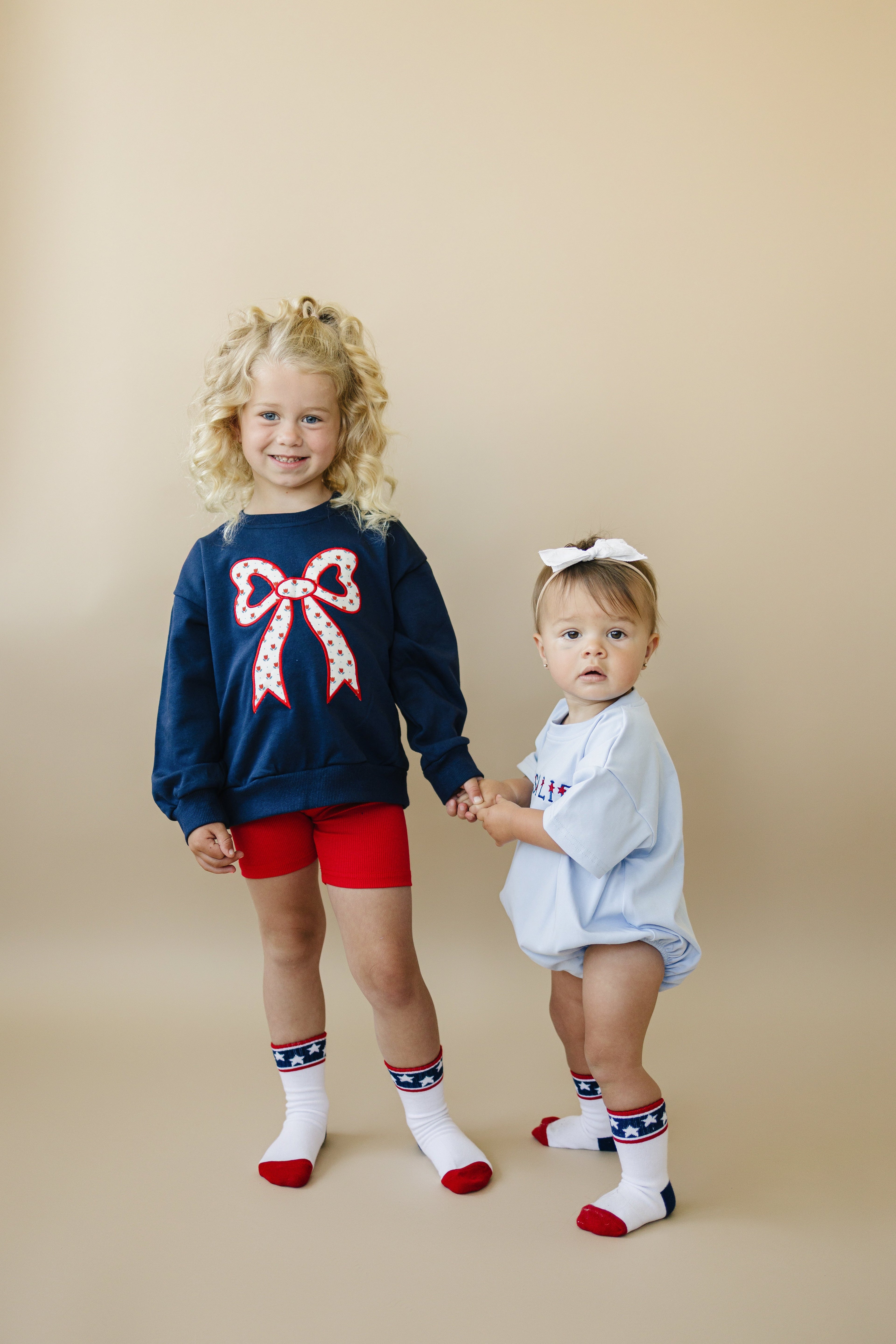 4th of July Tulip Bow Applique Crewneck Sweatshirt - P's One-Stop Shop 