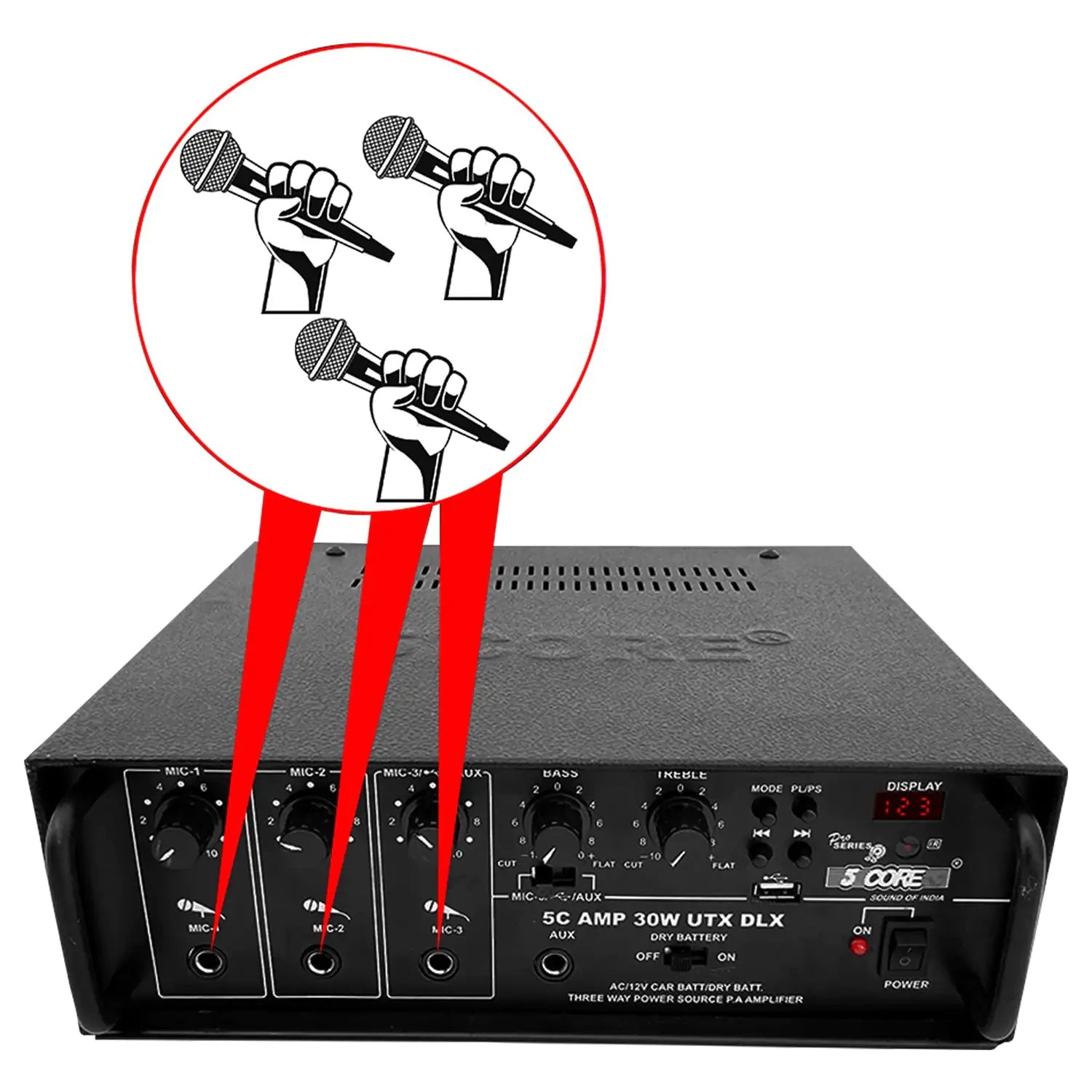 5Core Amplifier Home Audio Stereo Receiver PA Speaker Microphone Surround Sound Amp - P's One-Stop Shop 