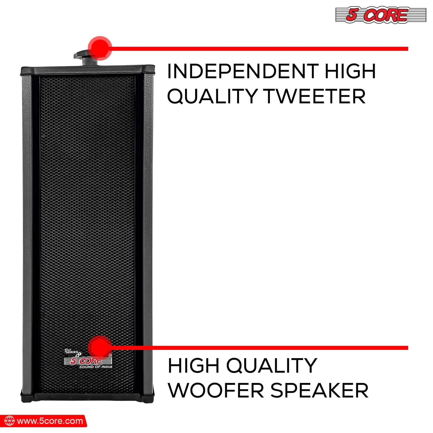 5Core Outdoor Speakers Stereo In Wall 100W Peak Passive Home Audio System - P's One-Stop Shop 
