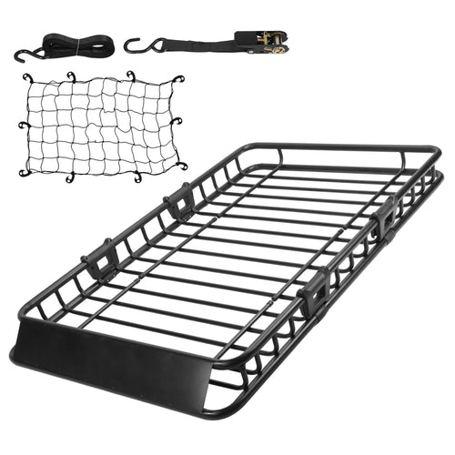 63x39x6.3in Universal Roof Rack Cargo Carrier Car Top Luggage Holder Basket with-Hook Strap Elastic Net - P's One-Stop Shop 
