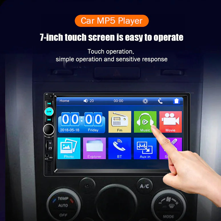 7" Double 2 DIN Car MP5 Player Bluetooth Touch Screen Stereo Radio With Camera - P's One-Stop Shop 