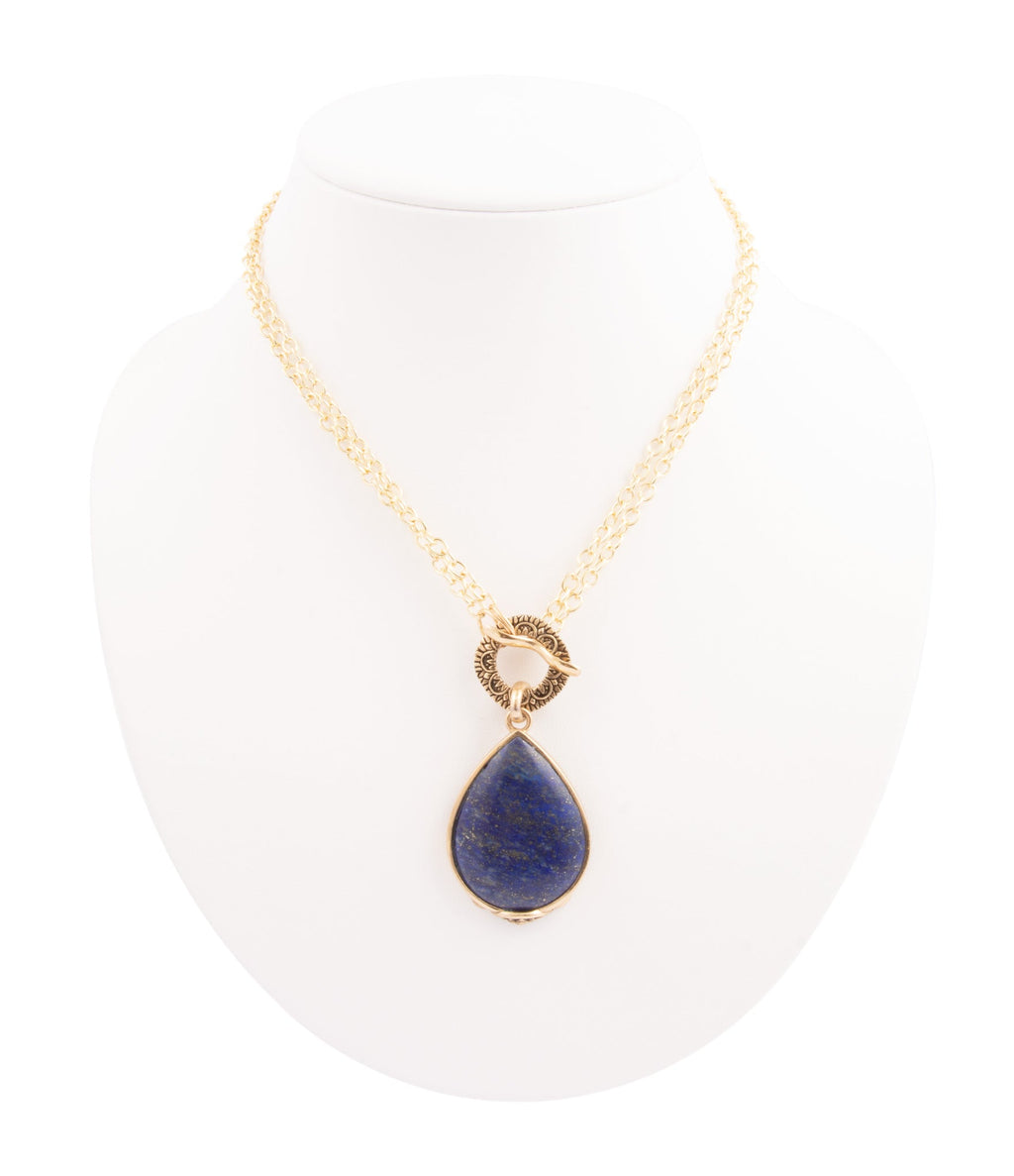 Abby Blue Lapis Golden Pendant Necklace - P's One-Stop Shop 