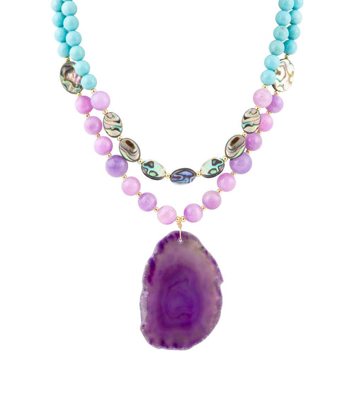 Aruba Purple Jade Statement Pendant Necklace - P's One-Stop Shop 