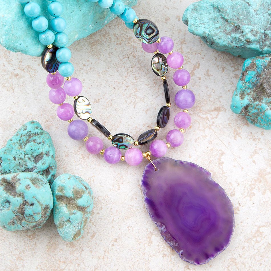 Aruba Purple Jade Statement Pendant Necklace - P's One-Stop Shop 