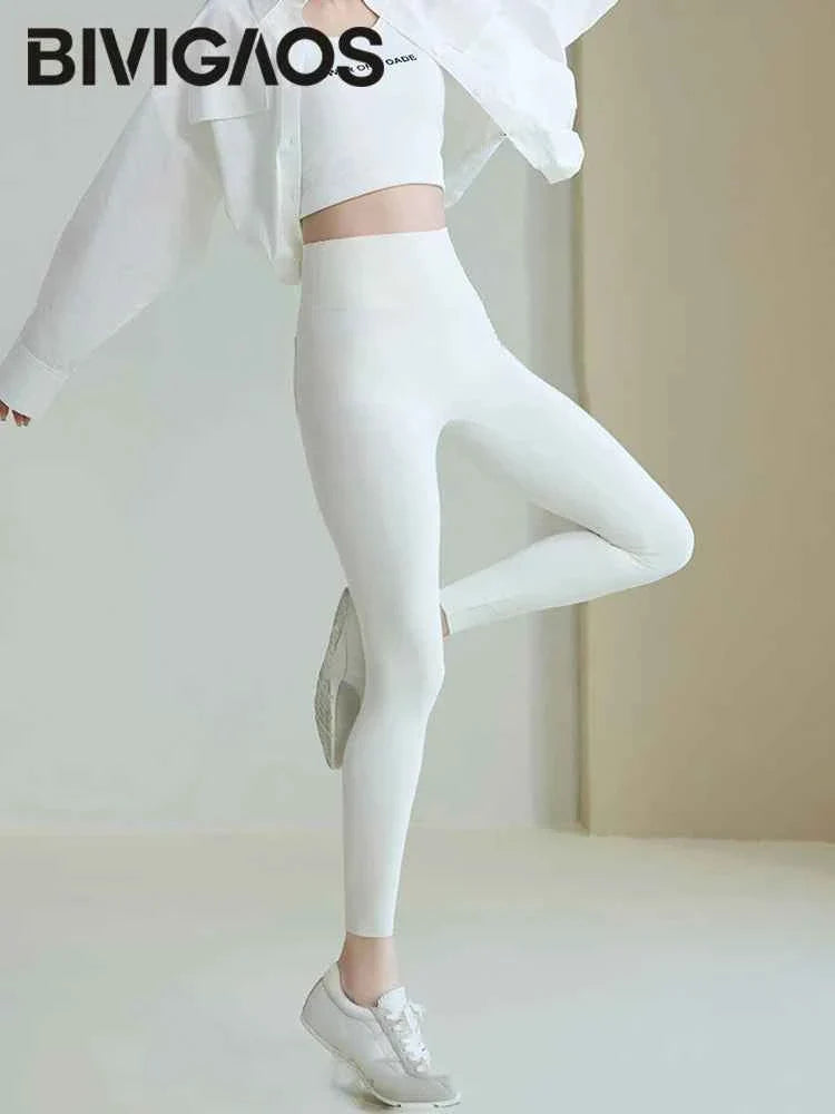 BIVIGAOS Women's Sharkskin Leggings - White - P's One-Stop Shop 