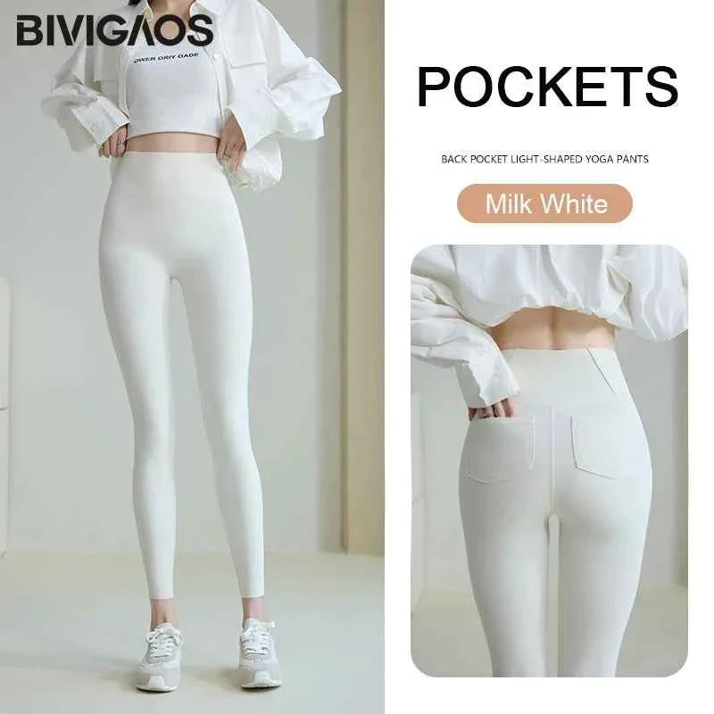 BIVIGAOS Women's Sharkskin Leggings - White - P's One-Stop Shop 