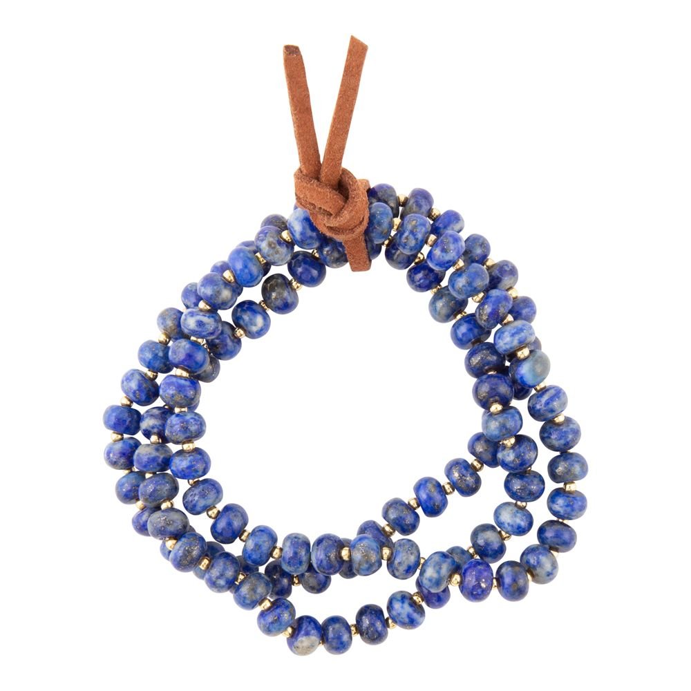 Blue Lapis Triple Strand Golden Bracelet Set - P's One-Stop Shop 