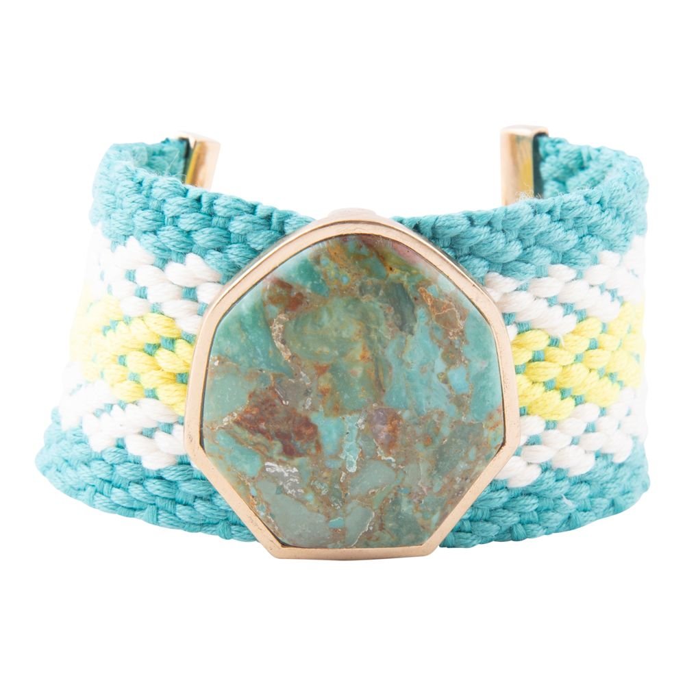 Blue Turquoise Textile Blues Woven Bracelet - P's One-Stop Shop 