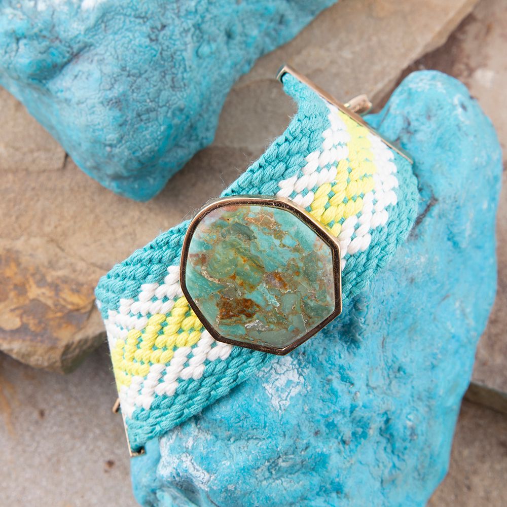 Blue Turquoise Textile Blues Woven Bracelet - P's One-Stop Shop 