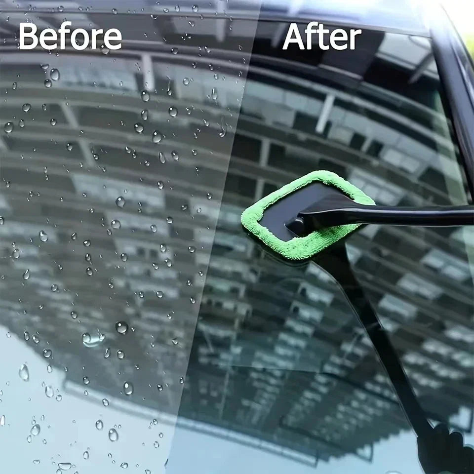 Car Window Cleaner Brush Kit Windshield Cleaning Wash Tool Inside Interior Auto Glass Wiper with Long Handle Car Accessories - P's One-Stop Shop 