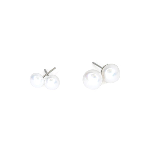 Classic Elegance: Freshwater Pearl Silver Stud Earrings - P's One-Stop Shop 