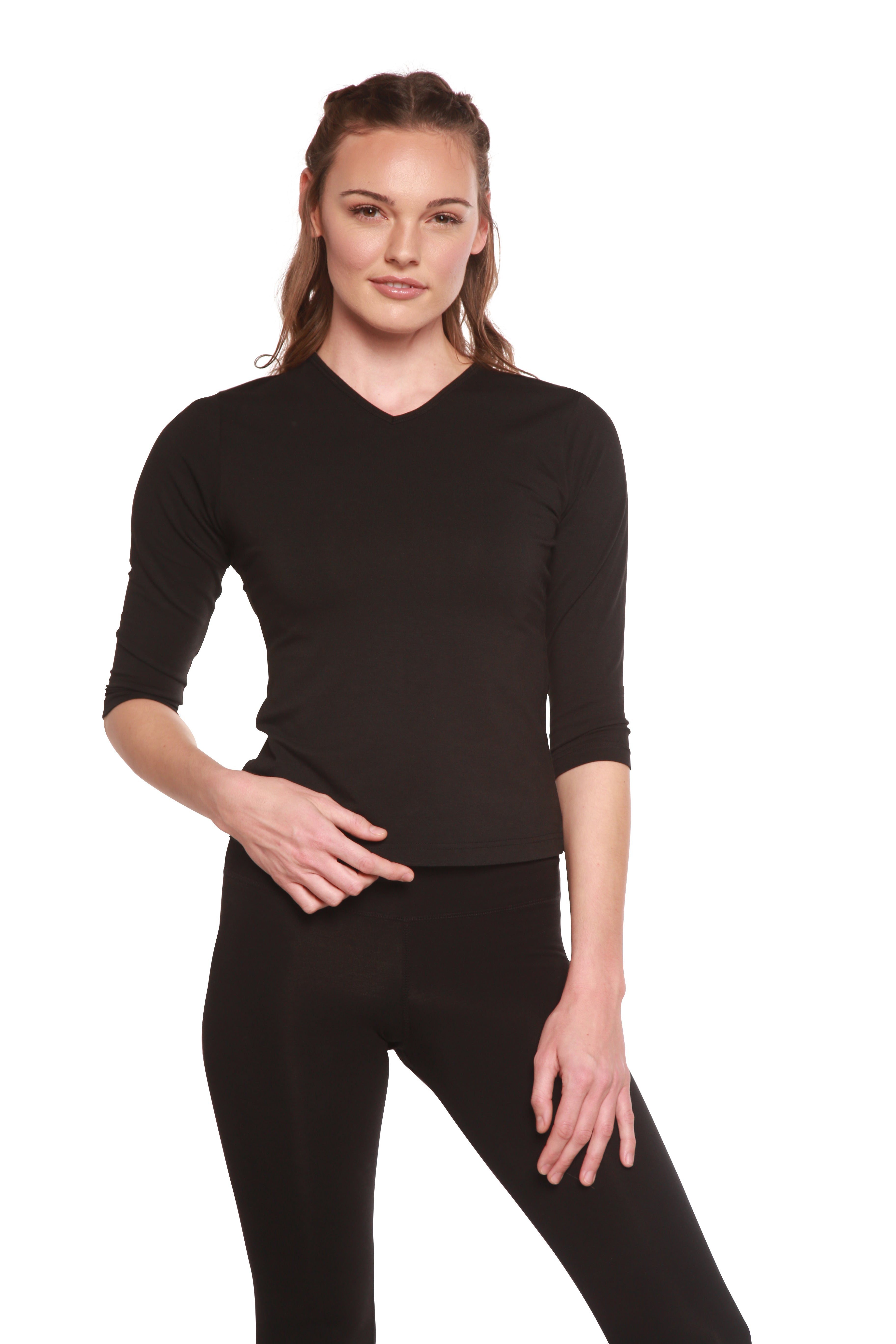 Clearance Women's Bamboo Viscose/Cotton V-Necks 3/4 Sleeve T-Shirt - P's One-Stop Shop 