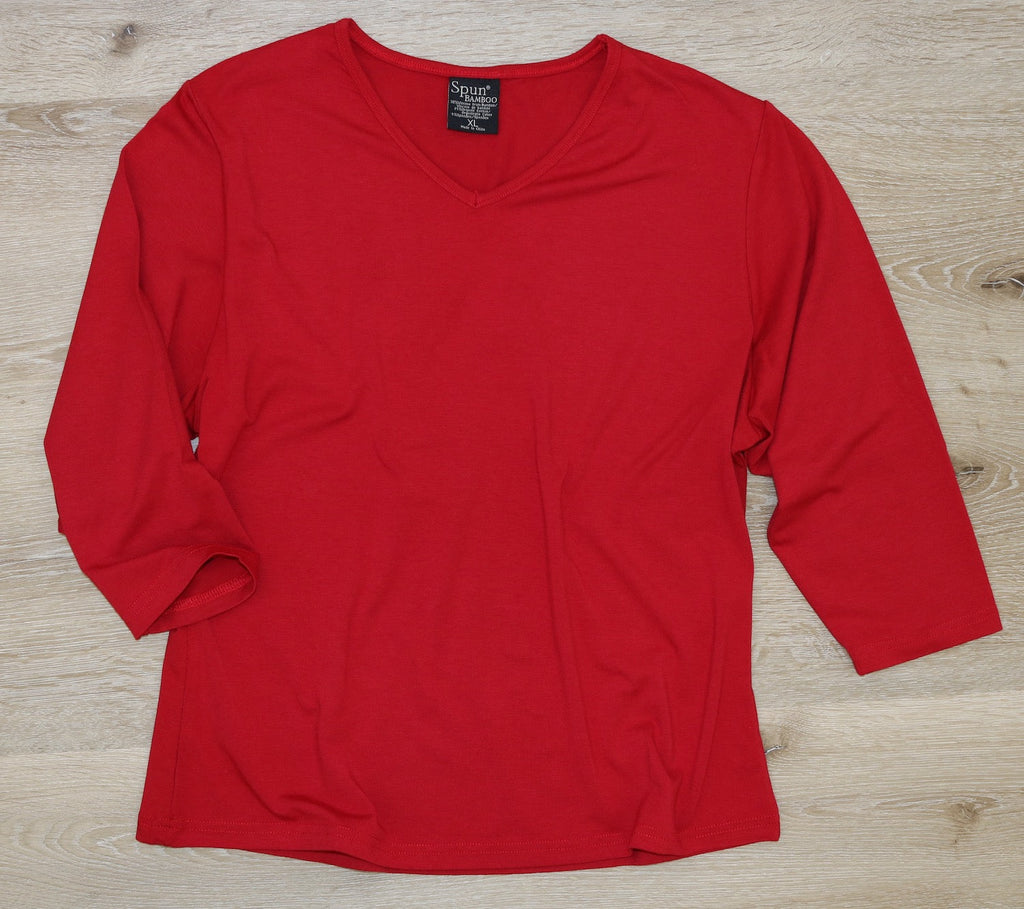 Clearance Women's Bamboo Viscose/Cotton V-Necks 3/4 Sleeve T-Shirt - P's One-Stop Shop 