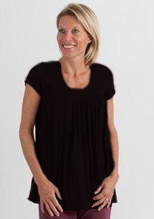 Clearance Women's Bamboo Viscose Pleated Lounge Top Black - P's One-Stop Shop 