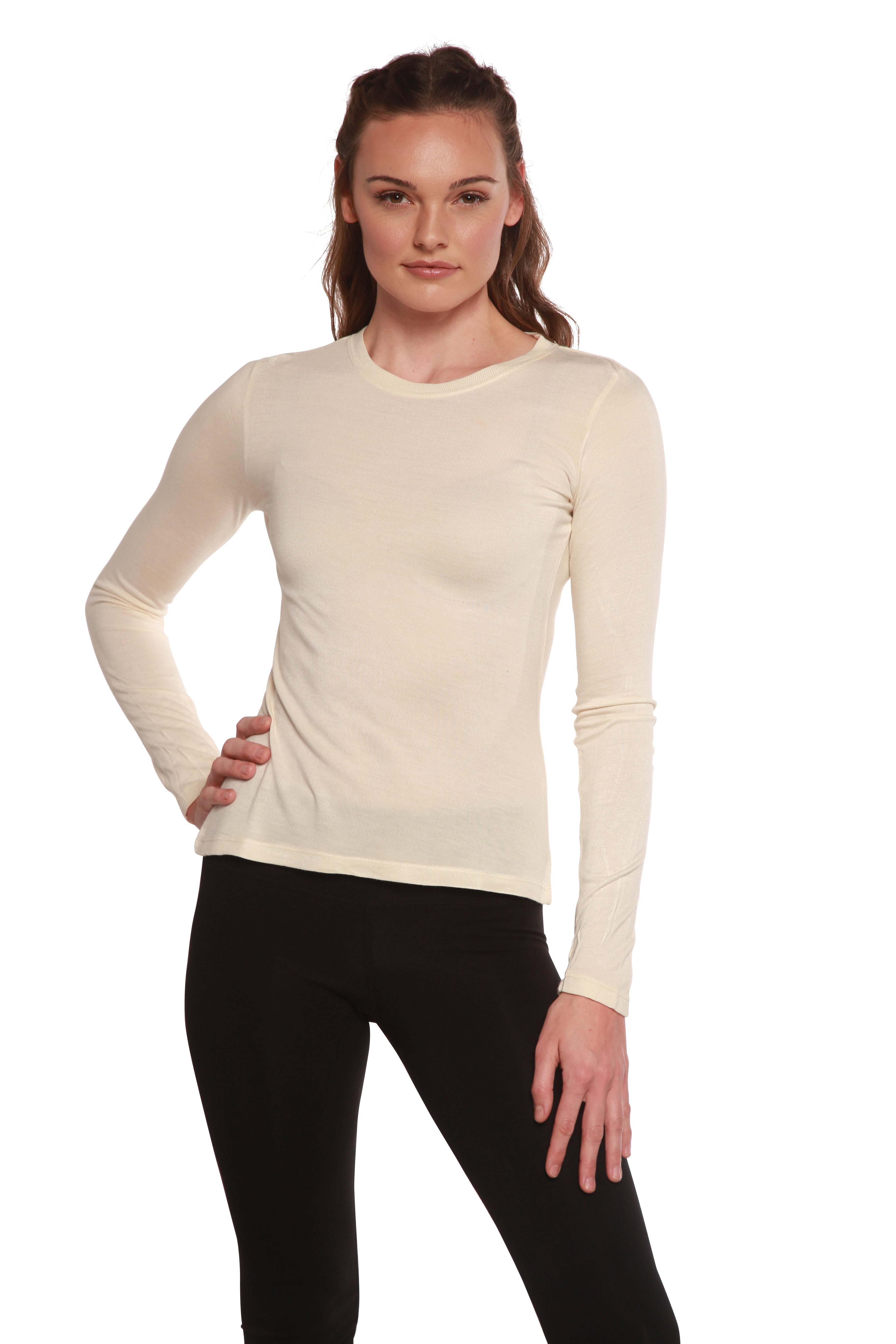 Clearance Women's Scoop Neck 100% Bamboo Viscose Long Sleeve Shirt - P's One-Stop Shop 