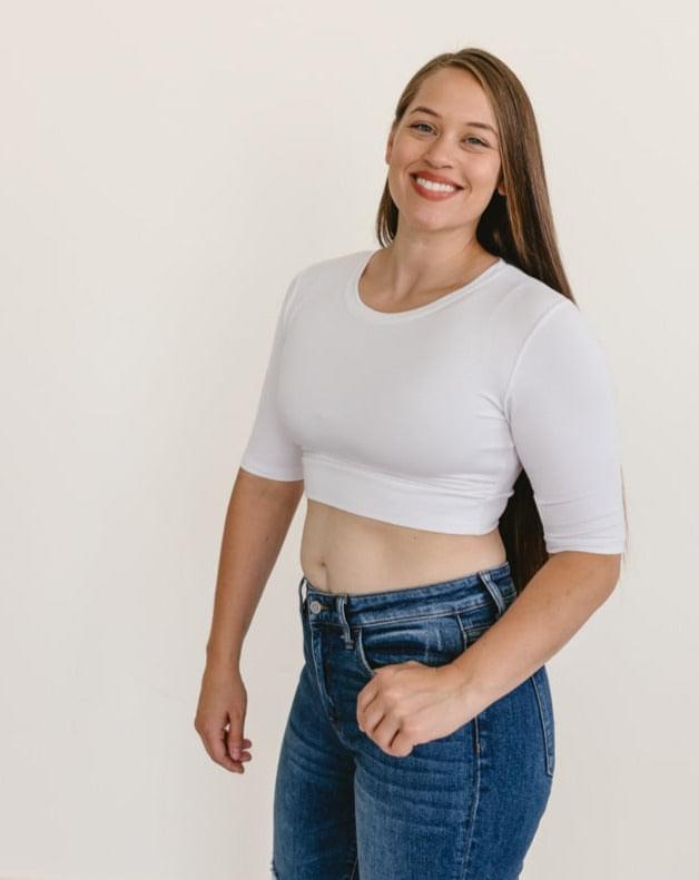 Crew Neck Elbow Sleeve Halftee - P's One-Stop Shop 