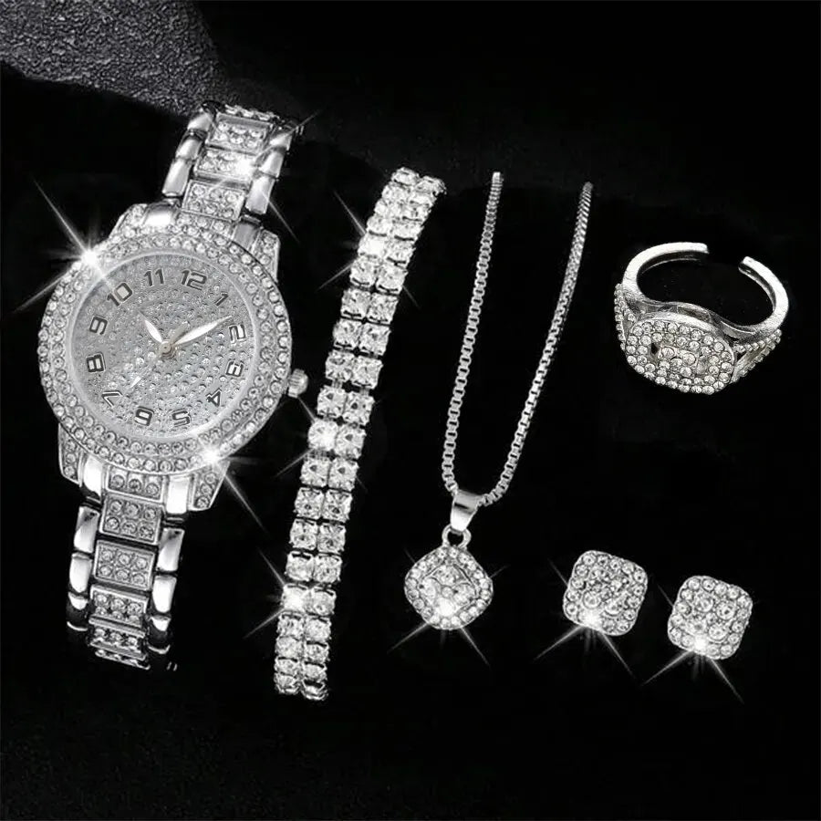 Crystal Wristwatch For Ladies 6pcs - P's One-Stop Shop 
