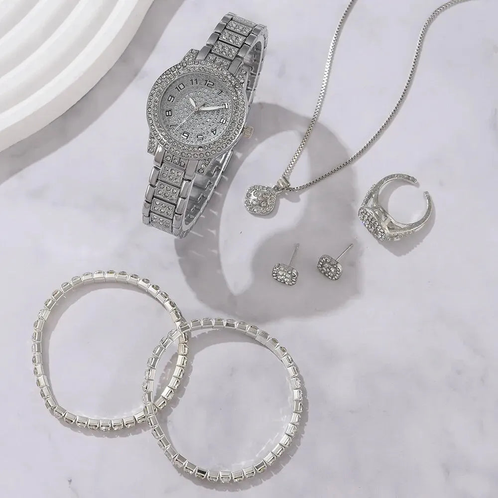 Crystal Wristwatch For Ladies 6pcs - P's One-Stop Shop 