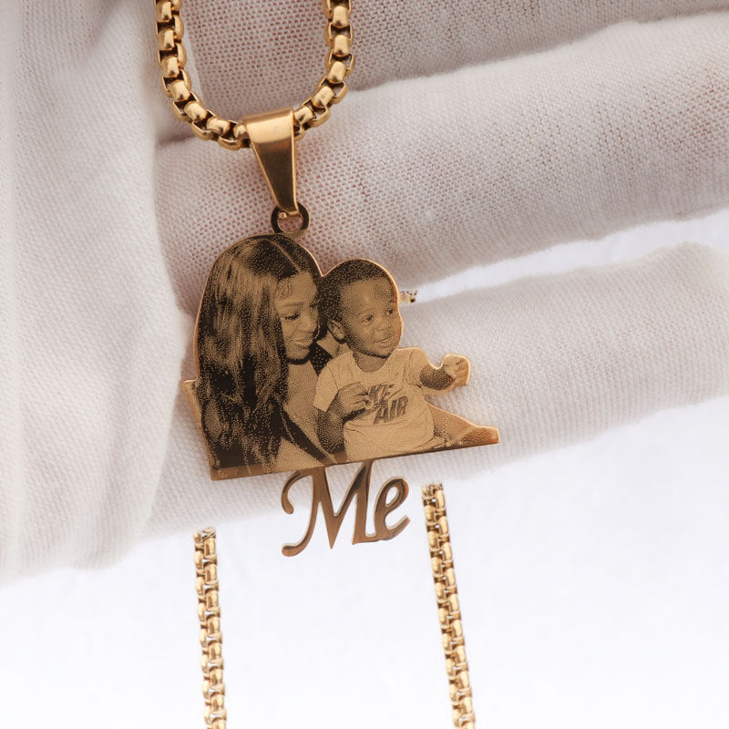 Custom Photo Necklace Custom Picture Nameplate Pendant Necklace for Kids Memory Jewelry - P's One-Stop Shop 
