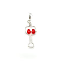 Elegant Silver Wine Glass Charm with Red Crystal Accents - P's One-Stop Shop 