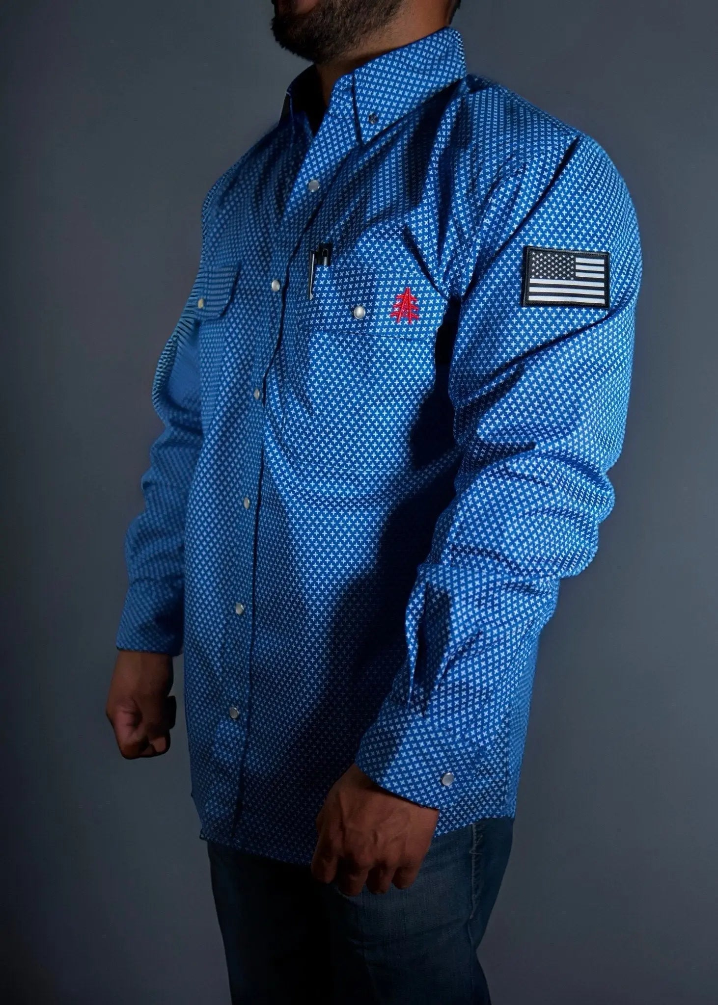 FR Pearl Snap Work Shirt - Royal Blue - P's One-Stop Shop 