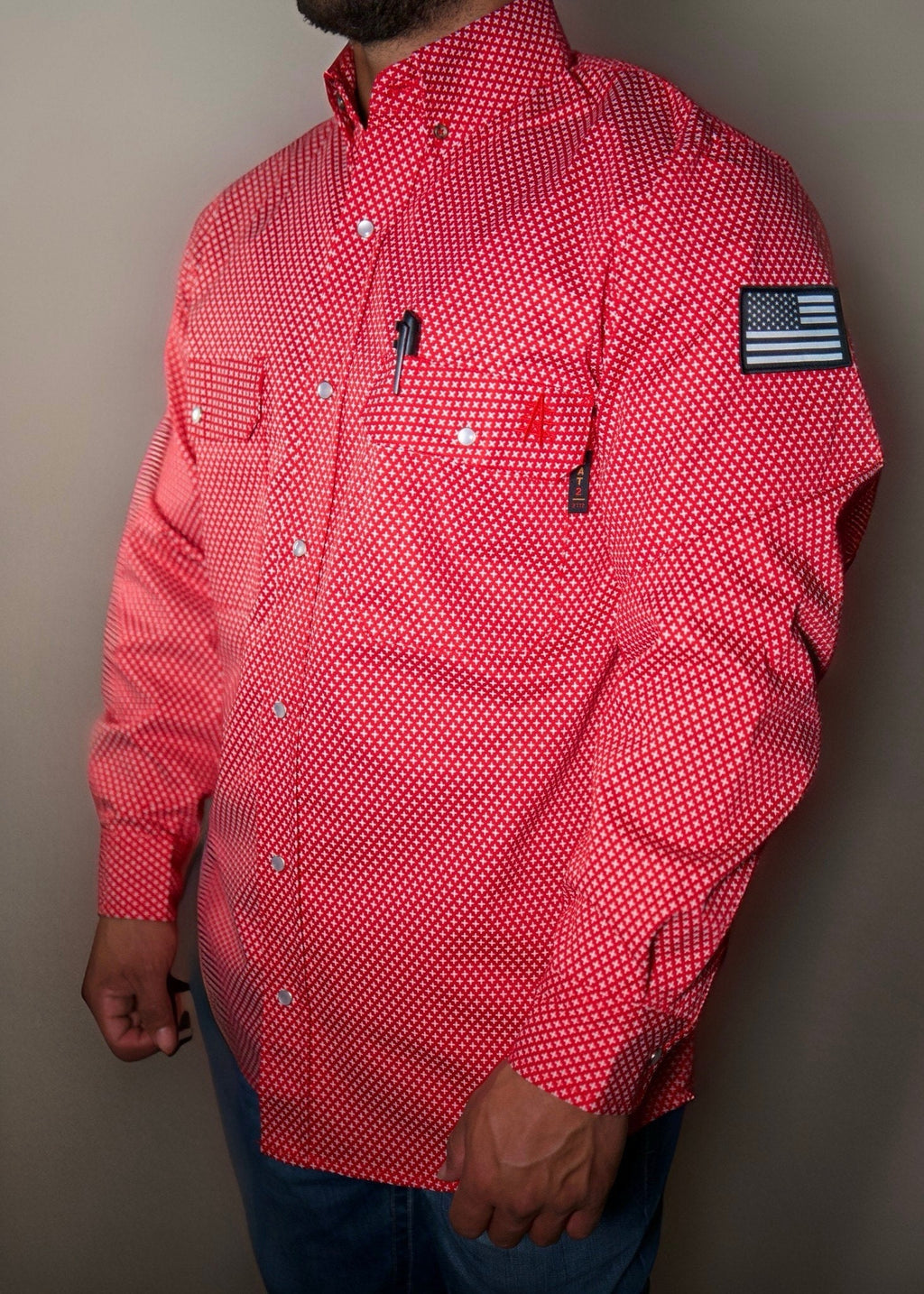 FR Pearl Snap Work shirt - Alpha Red - P's One-Stop Shop 