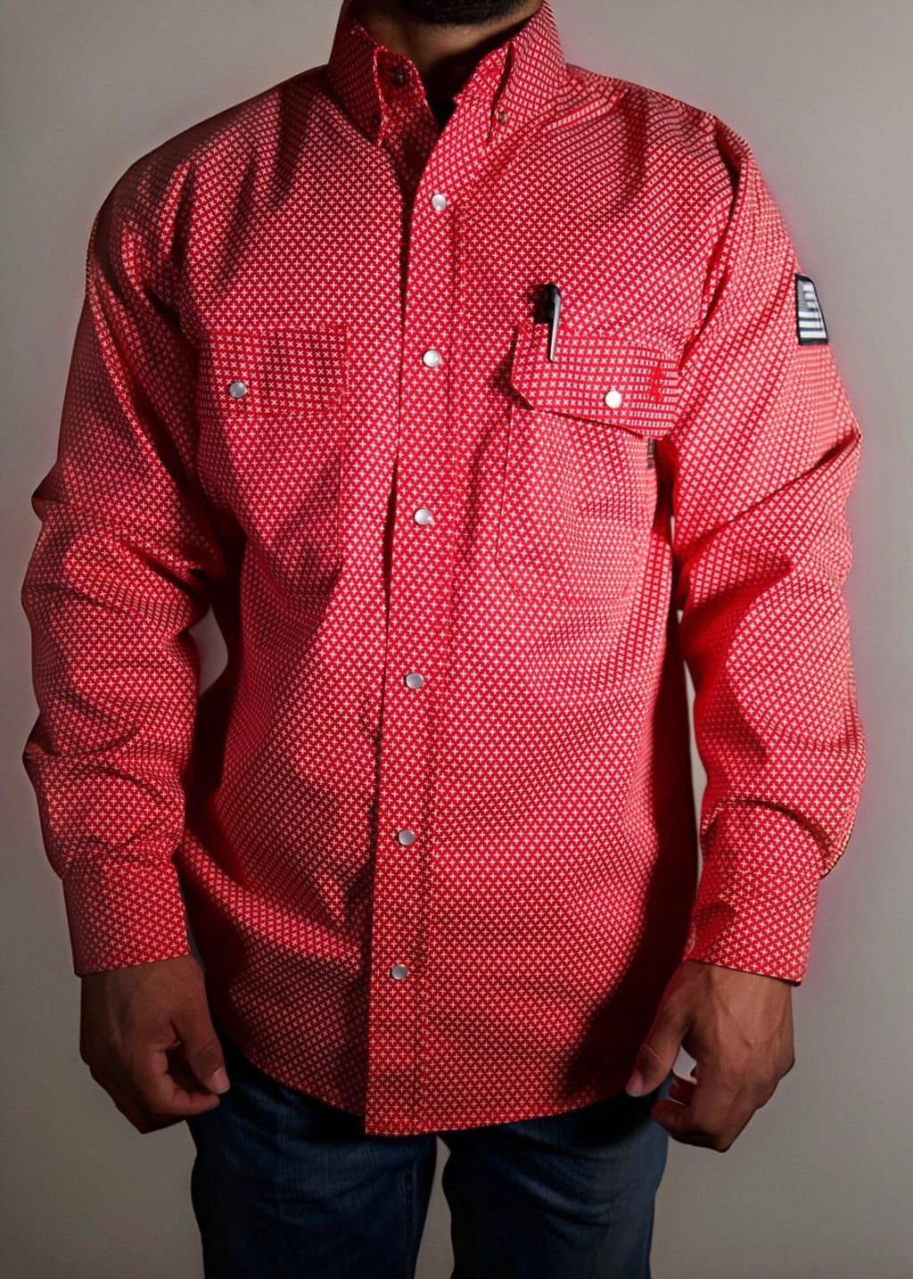 FR Pearl Snap Work shirt - Alpha Red - P's One-Stop Shop 