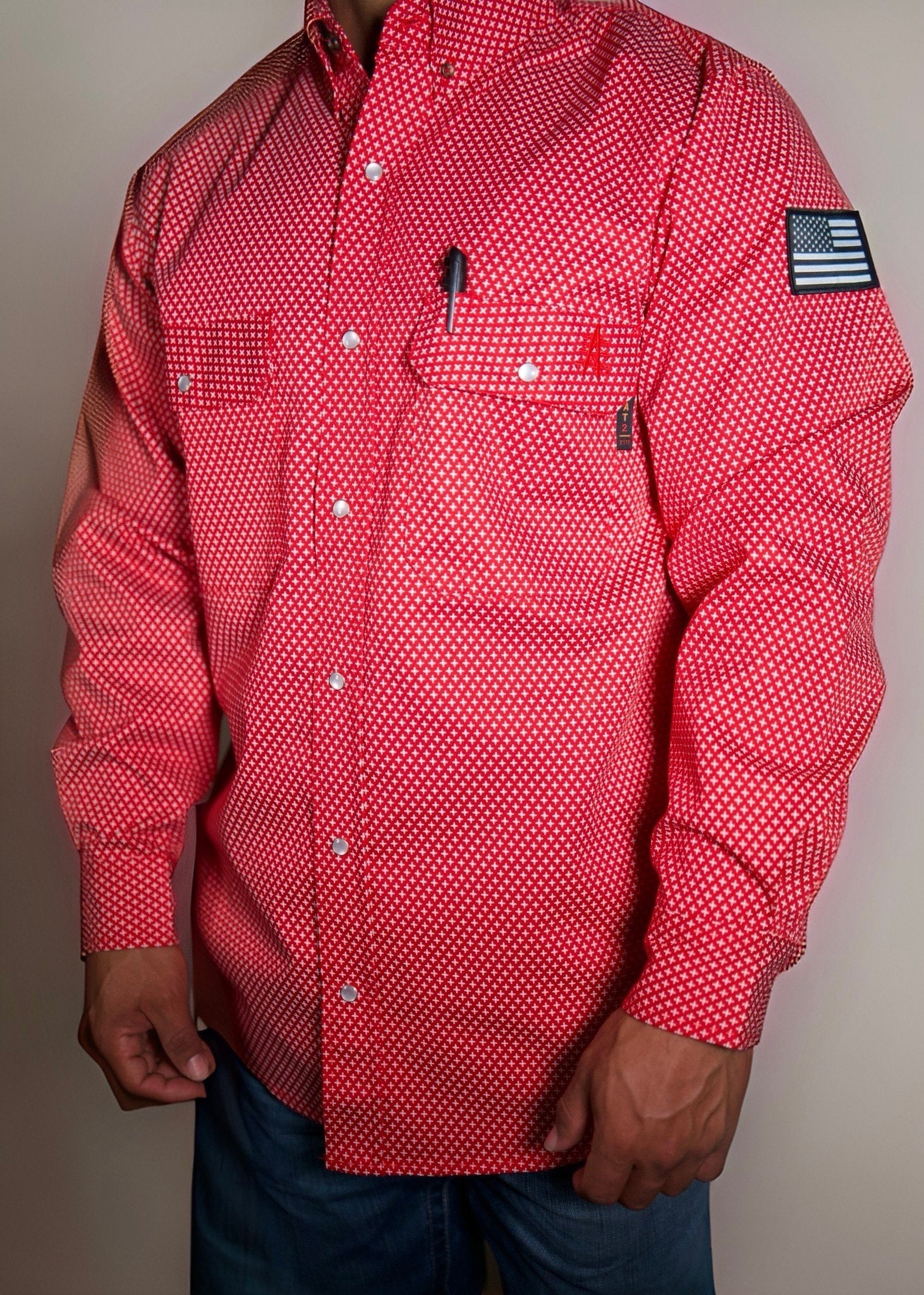 FR Pearl Snap Work shirt - Alpha Red - P's One-Stop Shop 