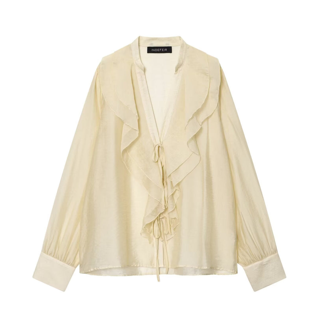 Fall WomenClothing Laminated Decoration Bow Shirt - P's One-Stop Shop 