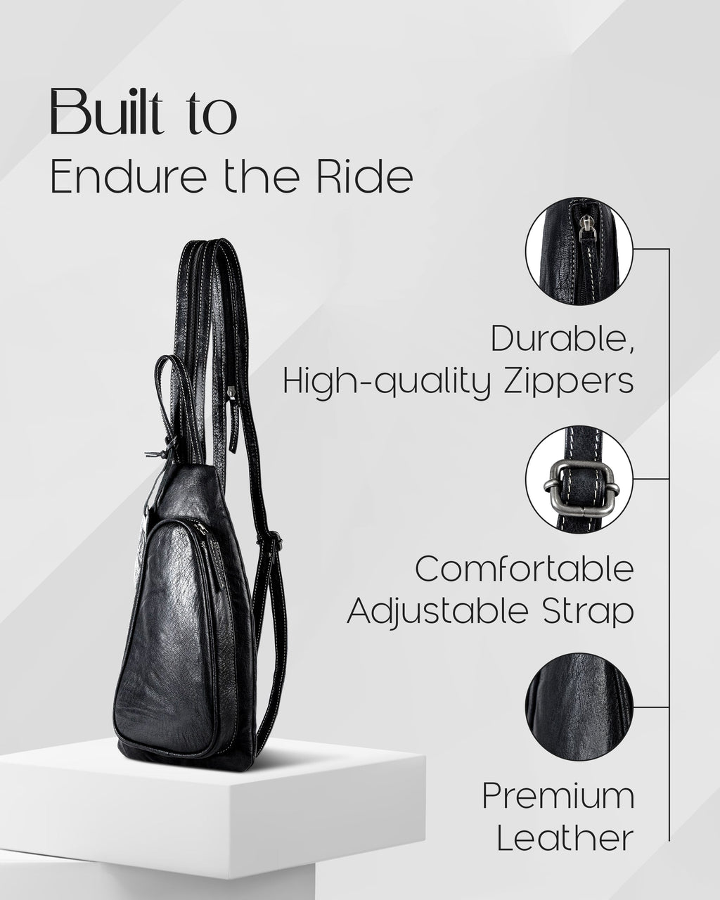 Genuine Leather Bikers Sling Bag - P's One-Stop Shop 