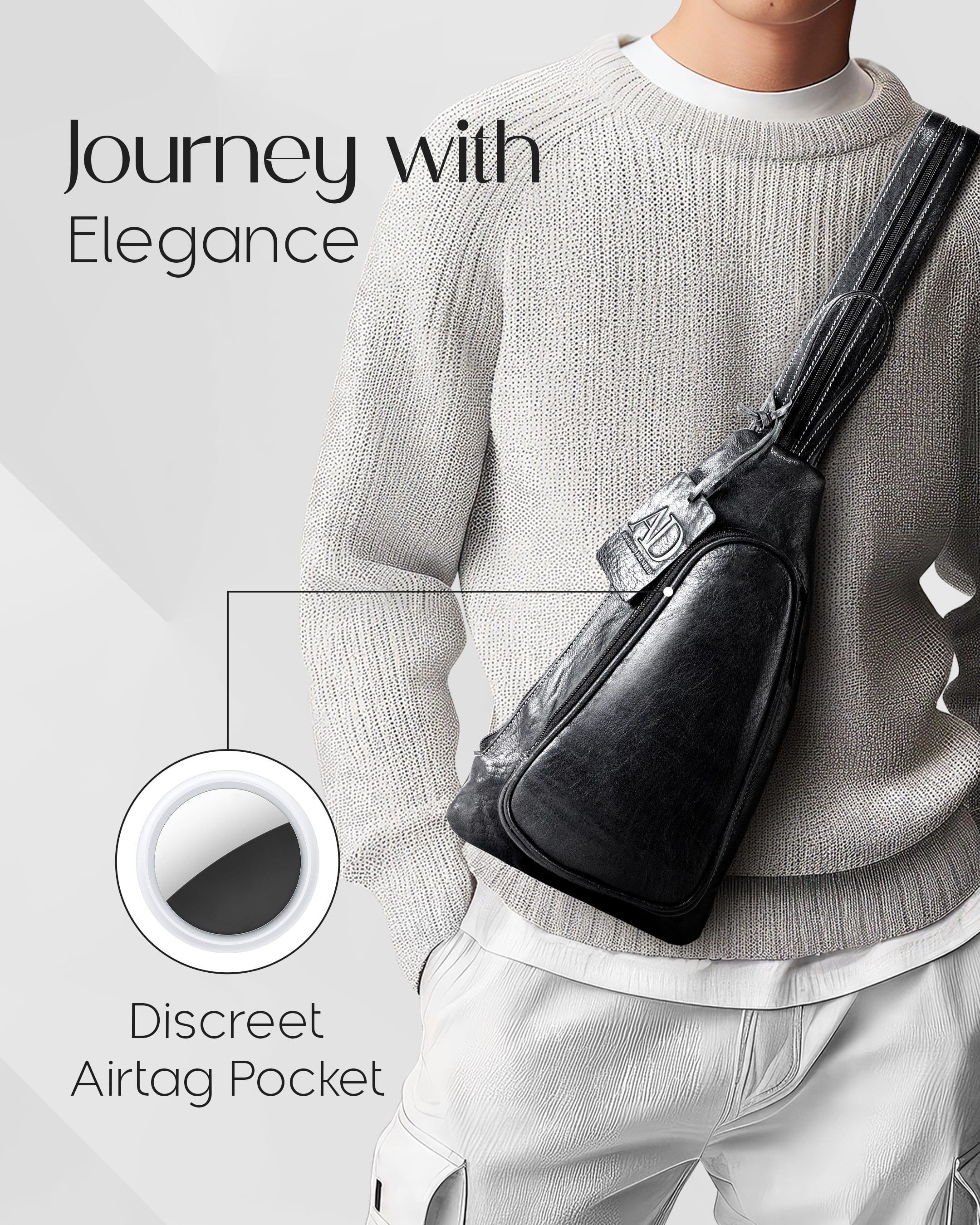 Genuine Leather Bikers Sling Bag - P's One-Stop Shop 