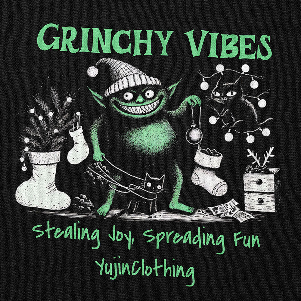 Grinchy Vibes Christmas Hoodie - P's One-Stop Shop 
