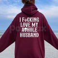 I Fucking Love My Asshole Husband Skull Hoodie – Edgy Wife Gift, Oversized Back Print Biker Aesthetic Pullover, Women’s Streetwear - P's One-Stop Shop 