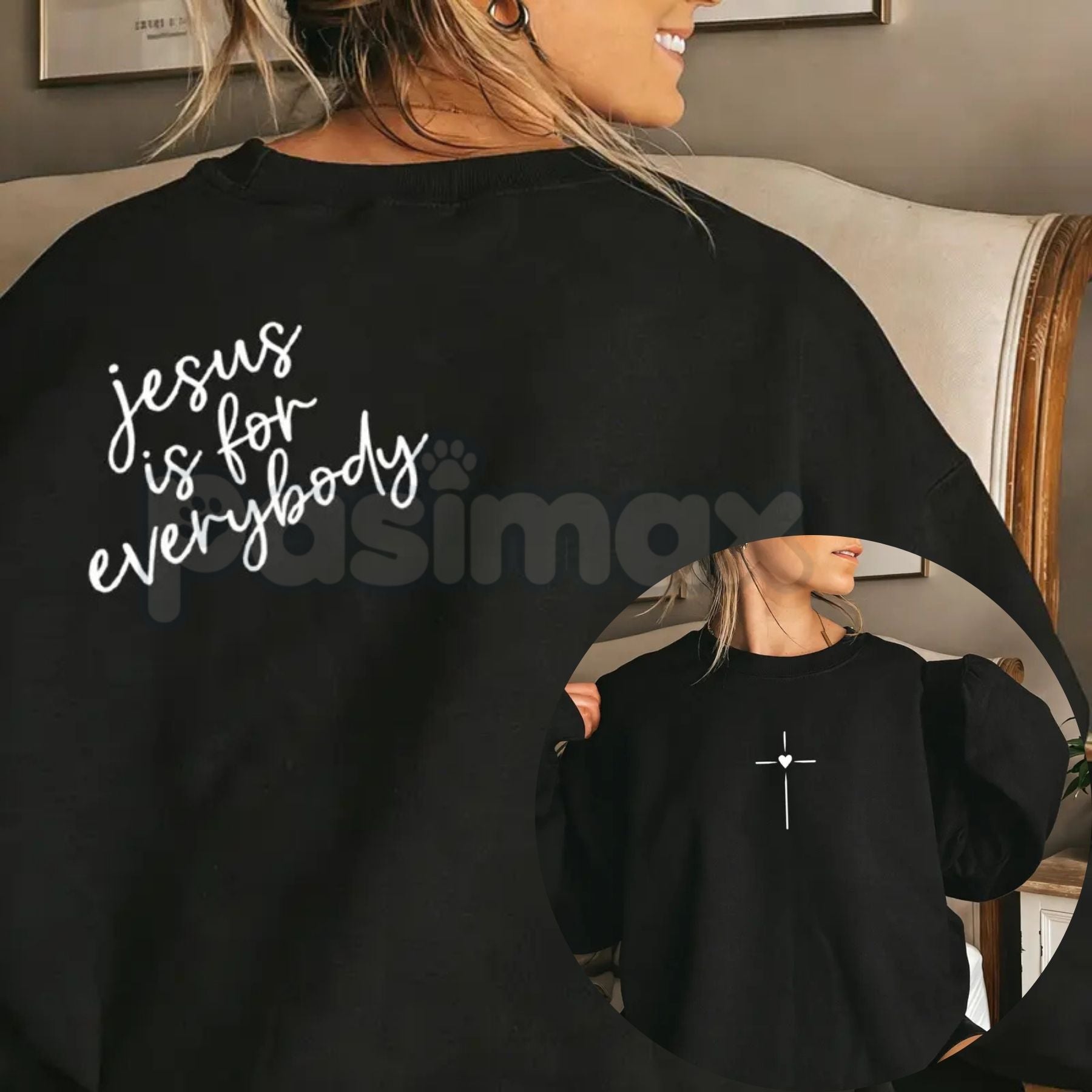 Jesus Is For Everybody Graphic Sweatshirt | Aesthetic Christian Oversized Crewneck | Inclusive Faith Pullover for Women | Minimalist Jesus Shirt | Streetwear Faith Jumper | Modern Religious Gift Top - P's One-Stop Shop 